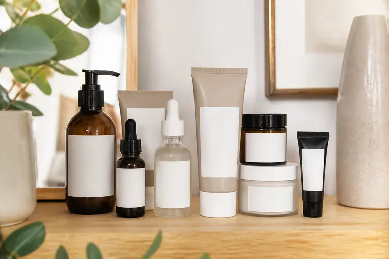 Produits Q+A bien rangés sur une étagère, choix de soins, avis pour chaque type de peau.