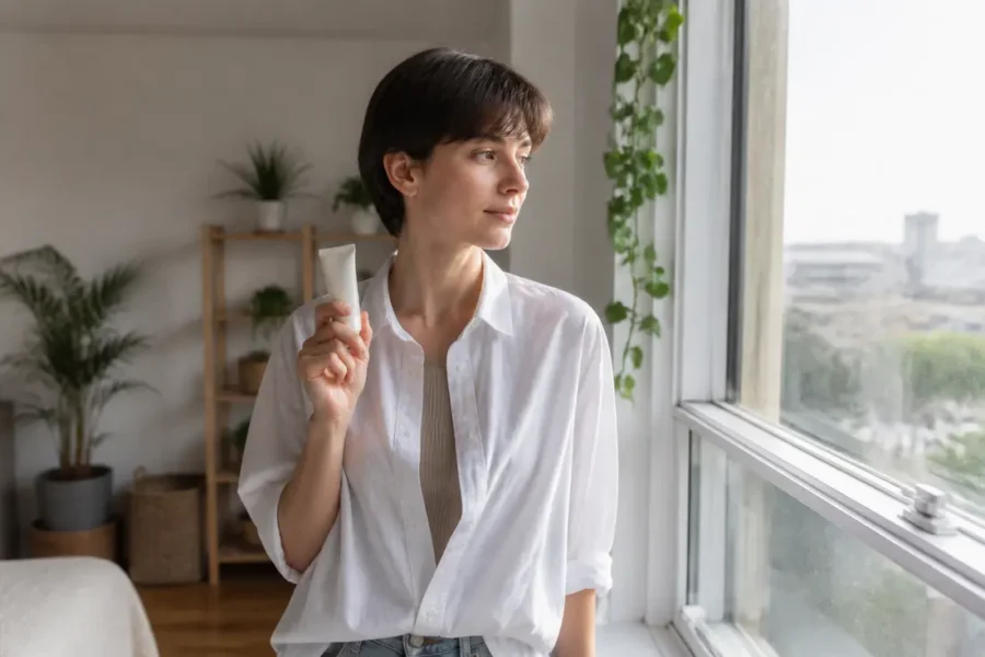 CC crème Sanelya Ulyxa avis présenté dans un intérieur lumineux avec des plantes vertes