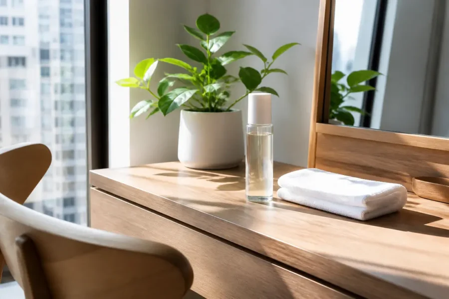haruharu wonder quel soin choisir présenté sur une coiffeuse en bois lumineuse